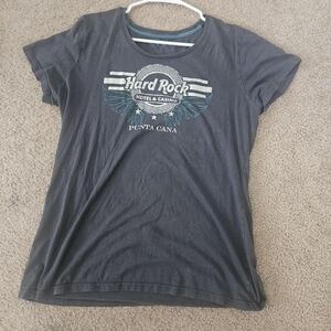 Hard Rock Cafe Charcoal Tee with Blue Accents